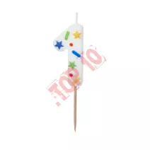 Cyferka biała konfetti