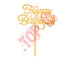 PF-DAHB DEKORACJA AKRYLOWA B&C NA TORT "HAPPY BIRTHDAY", ZŁOTA 11x15cm