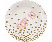 PF-TPZGB TALERZYKI PAPIEROWE ZŁOTE GROSZKI 18cm, 6 szt