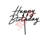 KPT79 Topper akrylowy na tort Happy Birthday, czarny, 16.5 cm