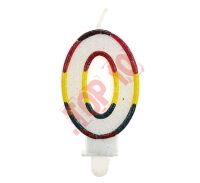 ŚWIECZKA CYFERKA Z BROKATEM "0" SW-CBR0