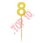 28-28 CYFERKA DREWNIANA NA TORT "8"ZŁOTA