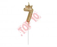 HC-SCK7 Świeczka cyferka 7, z koroną, szampańskie złoto, 6 cm