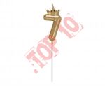 HC-SCK7 Świeczka cyferka 7, z koroną, szampańskie złoto, 6 cm
