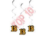PF-DW18 DEKORACJA WISZĄCA B&C "18", CZARNO-ZŁOTA, 14 cm, 3 szt.