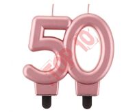 PF-SCRZ50 ŚWIECZKA B&C CYFERKA "50", METALIK RÓŻOWO-ZŁOTA, 8 cm