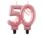 PF-SCRZ50 ŚWIECZKA B&C CYFERKA "50", METALIK RÓŻOWO-ZŁOTA, 8 cm