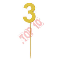 28-23 CYFERKA DREWNIANA NA TORT "3" ZŁOTA