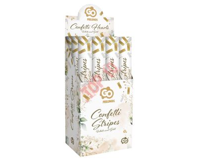 KP-ZBPP KONFETTI ZŁOTO-BIAŁE PASKI, PAPIEROWE 40CM - 2