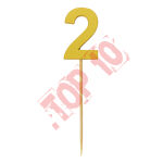 28-22 CYFERKA DREWNIANA NA TORT "2" ZŁOTA