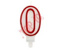 PF-SCC/0 ŚWIECZKA CYFERKA "0" CZERWONY KONTUR 7 CM