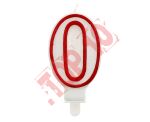 PF-SCC/0 ŚWIECZKA CYFERKA "0" CZERWONY KONTUR 7 CM
