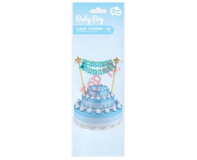 QT-DHBN TOPPER NA TORT HAPPY BIRTHDAY NIEBIESKI - 2