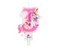 PF-SCJ3 ŚWIECZKA CYFERKA "3" Z JEDNOROŻCEM