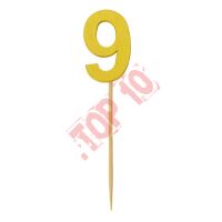 28-29 CYFERKA DREWNIANA NA TORT "9" ZŁOTA