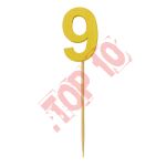 28-29 CYFERKA DREWNIANA NA TORT "9" ZŁOTA