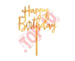 PF-DAKH DEKORACJA AKRYLOWA B&C NA TORT "HAPPY BIRTHDAY", ZŁOTA, 14x10cm