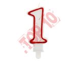 PF-SCC/1 ŚWIECZKA CYFERKA "1", CZERWONY KONTUR 7 CM