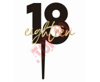 PF-TO18 Topper na tort 18. urodziny „eighteen”
