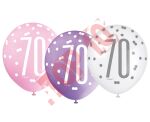 83415 BALON UQ GLITZ Z NADR. "70" RÓŻOWY MIX 12" / 6 szt.