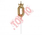 HC-SCK0 Świeczka cyferka 0, z koroną, szampańskie złoto, 6 cm