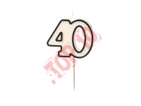 SCU16-40 ŚWIECZKA URODZINOWA "40" BIAŁO-CZARNA 5.5 cm