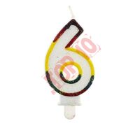 ŚWIECZKA CYFERKA Z BROKATEM "6" SW-CBR6