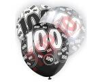 80926 BALON UQ GLITZ Z NADRUKIEM "100" CZARNY MIX 12" / 6 szt.