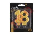 PF-SCZ18 ŚWIECZKA B&C CYFERKA "18", METALIK ZŁOTA, 8 CM