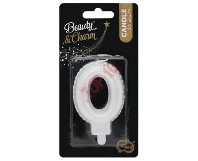 SF-PBI0 ŚWIECZKA B&C ''0'' , PERŁOWA BIAŁA, 7 cm  - 2