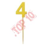 28-24 CYFERKA DREWNIANA NA TORT "4" ZŁOTA