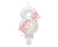SF-PBI8 ŚWIECZKA "8" B&C PERŁOWA BIAŁA, 7 cm 