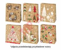 T4EK_GW_64 Torebka prezentowa Christmas 19 x 23 x 11 cm, mix, 1 szt