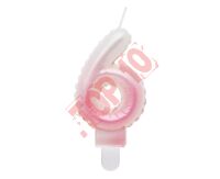SF-PBR6 ŚWIECZKA CYFERKA 6, OMBRE, PERŁOWA BIAŁO-RÓŻOWA
