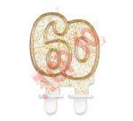 ŚWIECZKA CYFERKA "60" ZŁOTY KONTUR PF-SCZK60