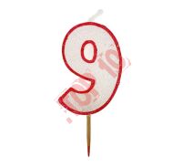 CYFERKA MINI Z BROKATEM CZERWONY KONTUR "9" SW-RSG9