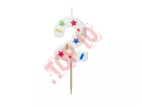 SCU11-2 Świeczka urodzinowa Cyfra ''2'', biała konfetti, 5.5cm