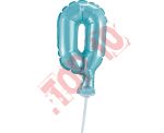 BC-5BL0 BALON FOLIOWY BŁĘKITNY "CYFRA 0" 13 CM NA PATYCZKU