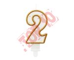 ŚWIECZKA CYFERKA "2" ZŁOTY KONTUR PF-SCZK2