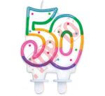 ŚWIECZKA CYFERKA Z KROPECZKAMI "50" 8 CM PF-SCK50