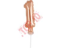 BC-5RZ1 BALON FOLIOWY RÓŻOWO-ZŁOTY "CYFRA 1" 13 CM NA PATYCZKU