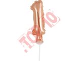 BC-5RZ1 BALON FOLIOWY RÓŻOWO-ZŁOTY "CYFRA 1" 13 CM NA PATYCZKU