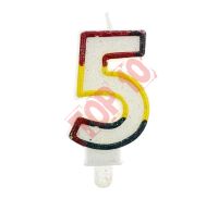 ŚWIECZKA CYFERKA Z BROKATEM "5" SW-CBR5