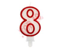 PF-SCC/8 ŚWIECZKA CYFERKA "8" CZERWONY KONTUR 7 CM