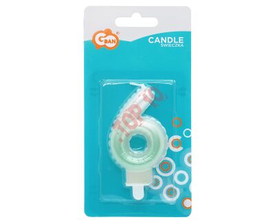 SF-PBZ6 ŚWIECZKA CYFERKA 6, OMBRE, PERŁOWA BIAŁO-ZIELONA - 2