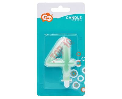 SF-PBZ4 ŚWIECZKA CYFERKA 4, OMBRE, PERŁOWA BIAŁO-ZIELONA - 2