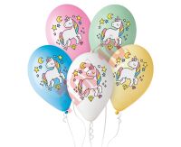 GS110/P661 Balony JEDNOROŻEC, magiczna noc, 30 cm, 5 szt.
