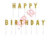 SCS-9-019B ŚWIECZKI PIKERY HAPPY BIRTHDAY ZŁOTY BROKAT