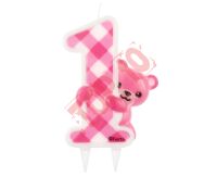 ŚWIECZKA CYFERKA 1 "RÓŻOWY MIŚ"  PF-SJRM