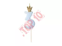 SCU6-3-001J Świeczka urodzinowa Cyferka 3, jasny niebieski, 9.5cm